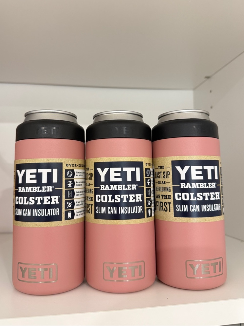 Yeti Rambler Colster 12 oz Slim Can Insulator in Sandstone Pink Set of 3